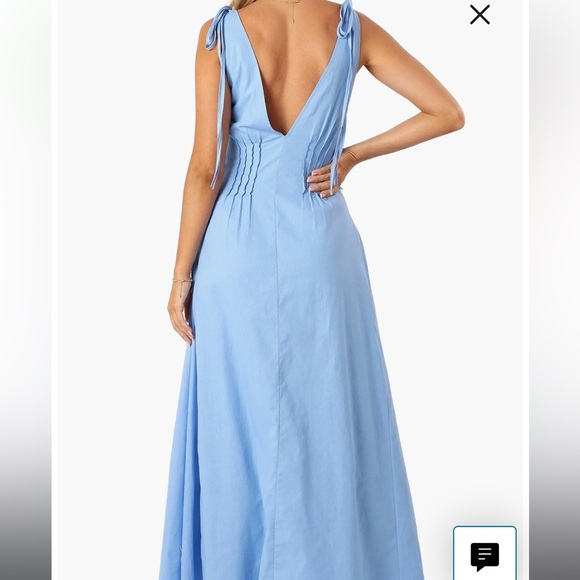 Petal & Pup Lainey Tie Strap Cotton & Linen Maxi Dress - Picture 2 of 8